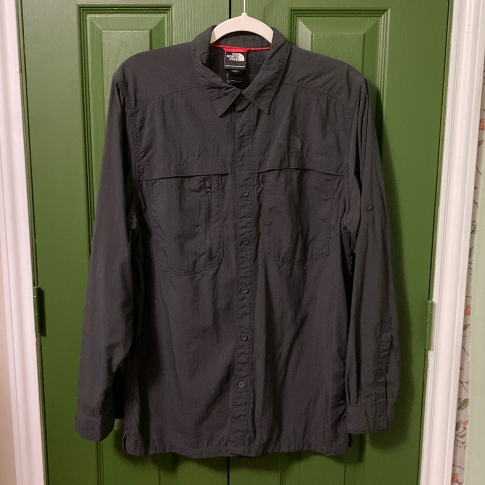 North Face men’s button down shirt charcoal gray size medium